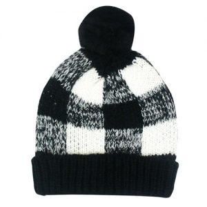 Custom Winter Grid Stylished Grid Designed Knitted Hat