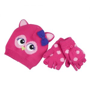 Cute Kids Winter Warm Hat and Gloves Knitted Set-0