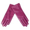 Button Trimmed Women's Fabulous Leather Gloves-0