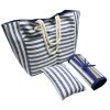 Stripe Large Beach Bag Set With Pillow and Mat-0