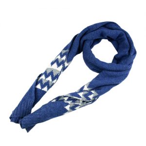 Lady's Close Knitted Blue Winter Scarf