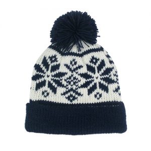 Cute Unisex Handmade Navy Bobble Hat-0