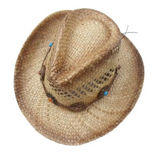 Custom Western Cowboy Straw Hat with Chain-0