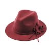 Women Wide Brim Wool Fedora Hat for Sale-0