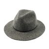 Ladies Wide Brim Fedora hat with Belt in Grey-0