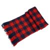 Fuzzy Red Color Tartan Fringed Scarf-0