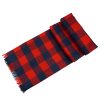 Fuzzy Red Color Tartan Fringed Scarf-2002