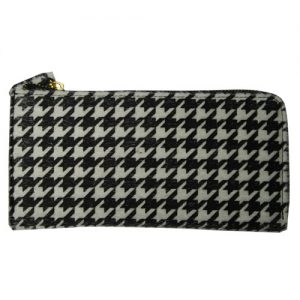 Houndstooth Pattern Zip Continental Wallet