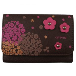 Leather Womens Wallets with Flower Decorations