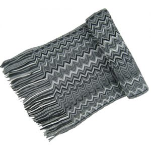 Unisex Grey Woven Diagonal Scarf