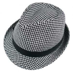 Unisex Houndstooth Short Brim Trilby-0