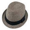 Men's Herringbone Trilby Fedora Hat with Hatband-0