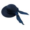 Custom Women's Sun Hat Beach Solid Floppy Wide Brim Summer Straw with Bowknot -1527