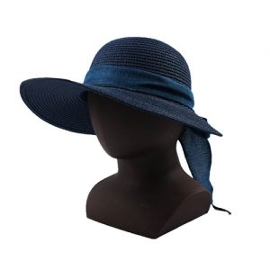 Custom Women's Sun Hat Beach Solid Floppy Wide Brim Summer Straw with Bowknot -0