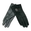 Elegant Ring Trimmed Winter Leather Gloves